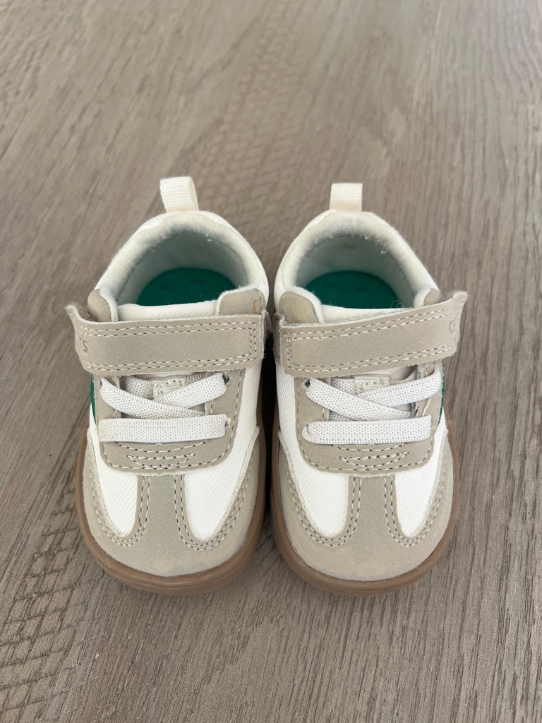 Kids Neutral Beige And White Casual Sneakers